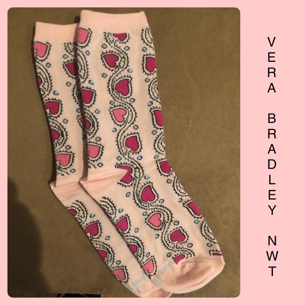 Vera Bradley Heart Theme Sweater  Socks NWT pink